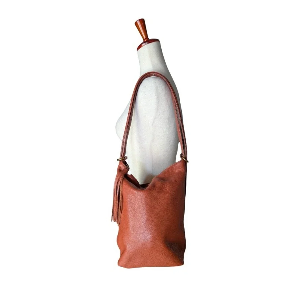 HOBO Merrin Convertible Backpack Shoulder Bag‎ Cinnamon Pebbled Leather Tassel